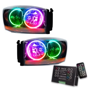 Dodge Ram Headlight Assemblies - ORACLE Lighting - ColorSHIFT w/ 2.0 Controller - Black - 2006